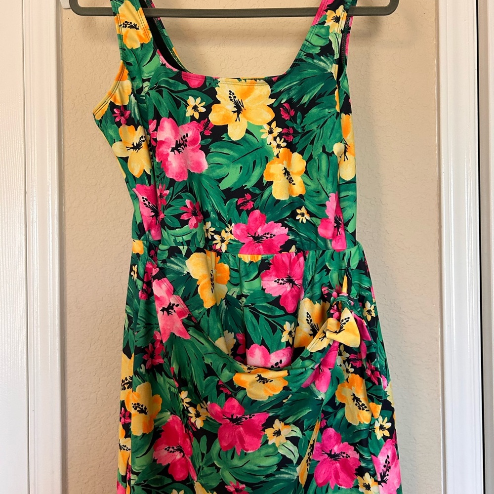 Old Navy floral swim dress with wrap skirt